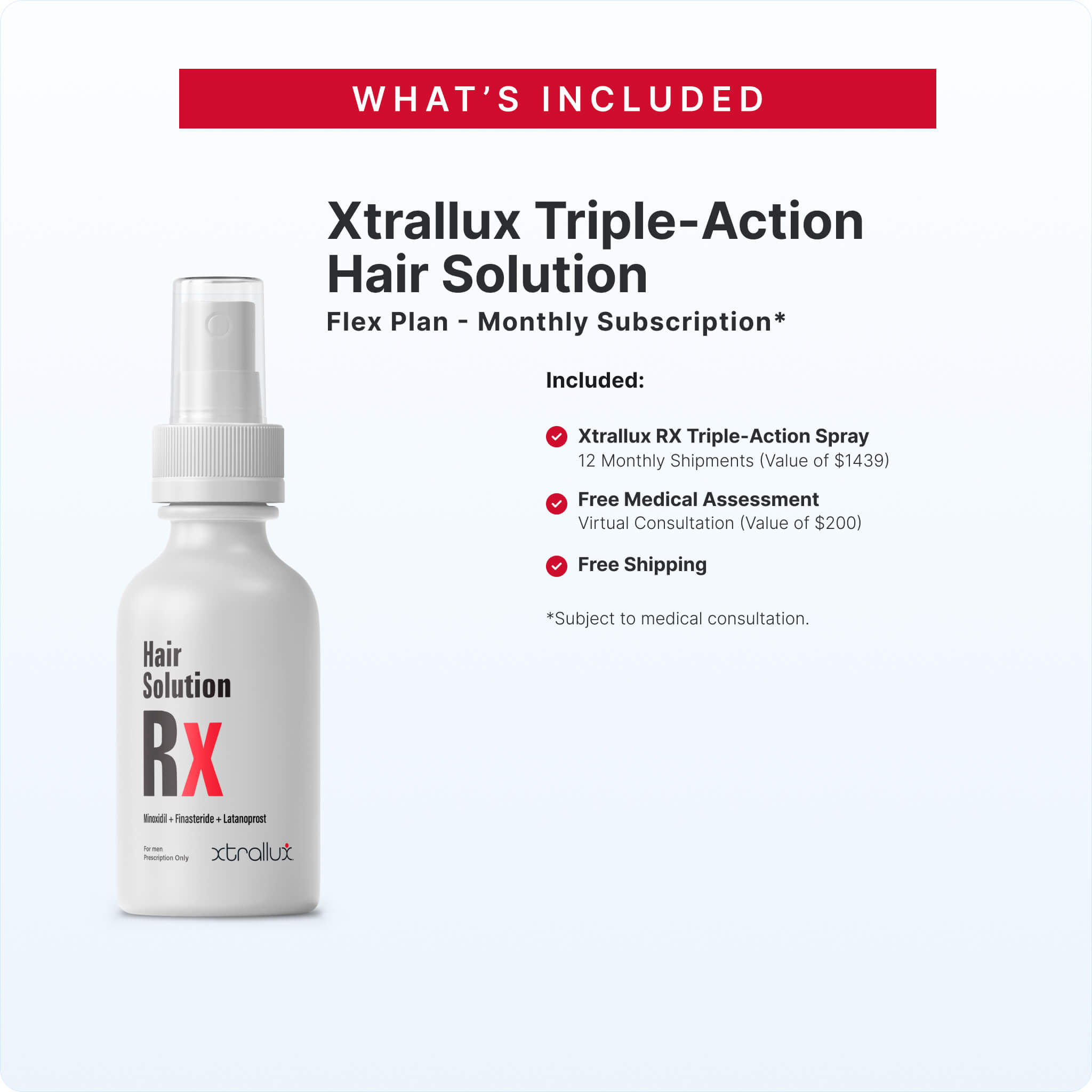 Xtrallux RX Triple Action Hair Solution Subscription